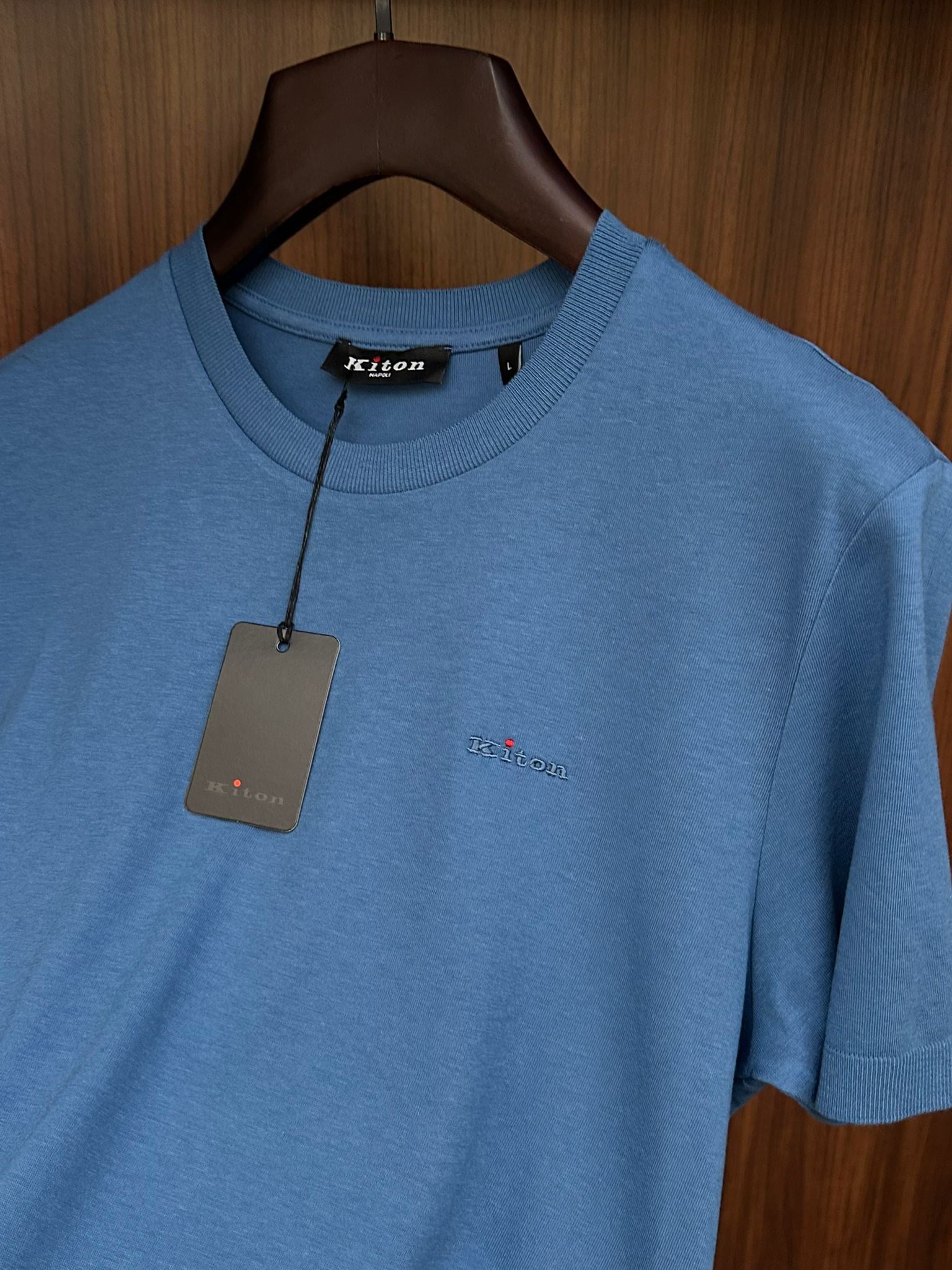 Nakış Logolu Kaşmir Kumaş Bisiklet Yaka T-Shirt