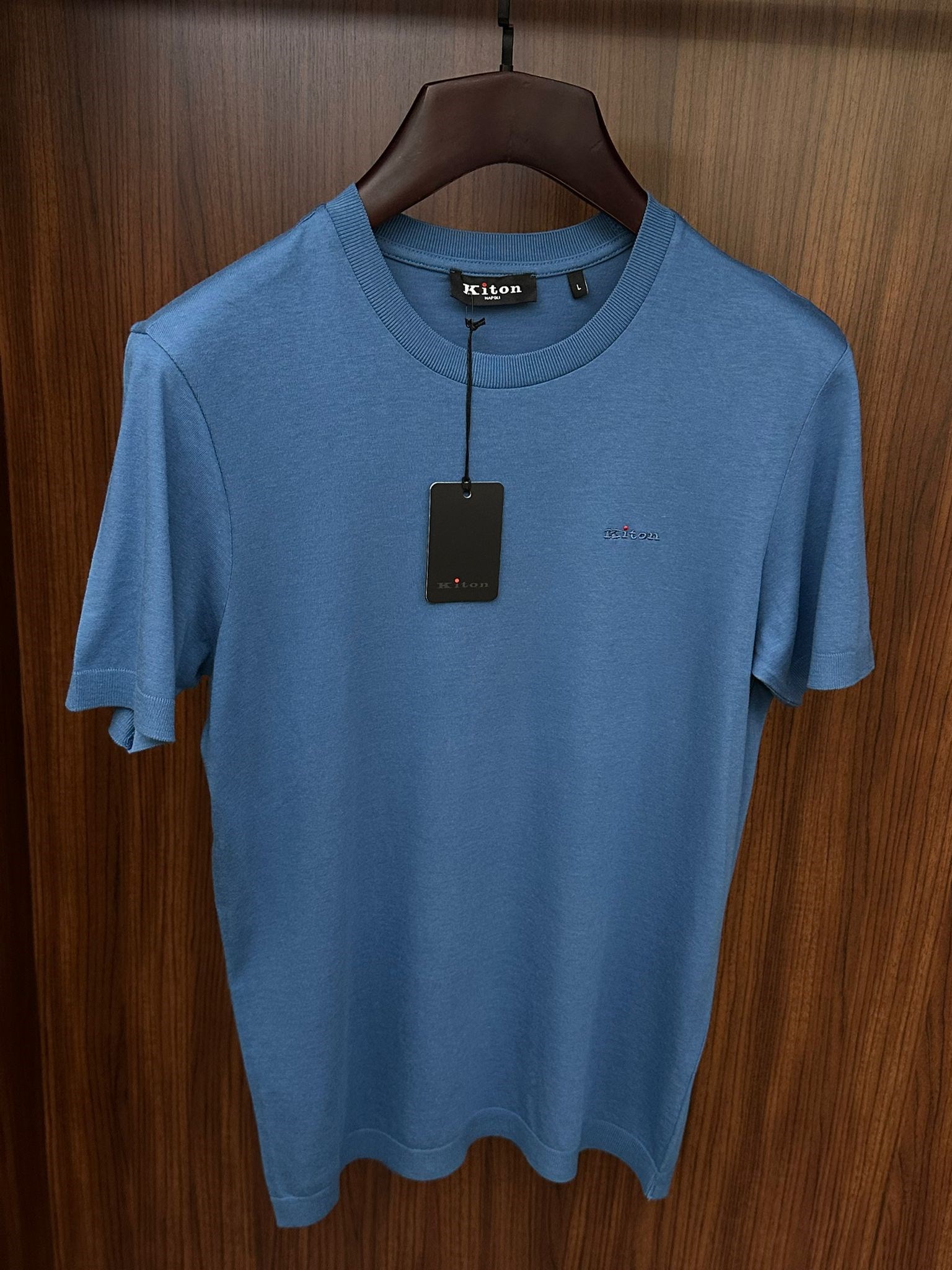 Nakış Logolu Kaşmir Kumaş Bisiklet Yaka T-Shirt