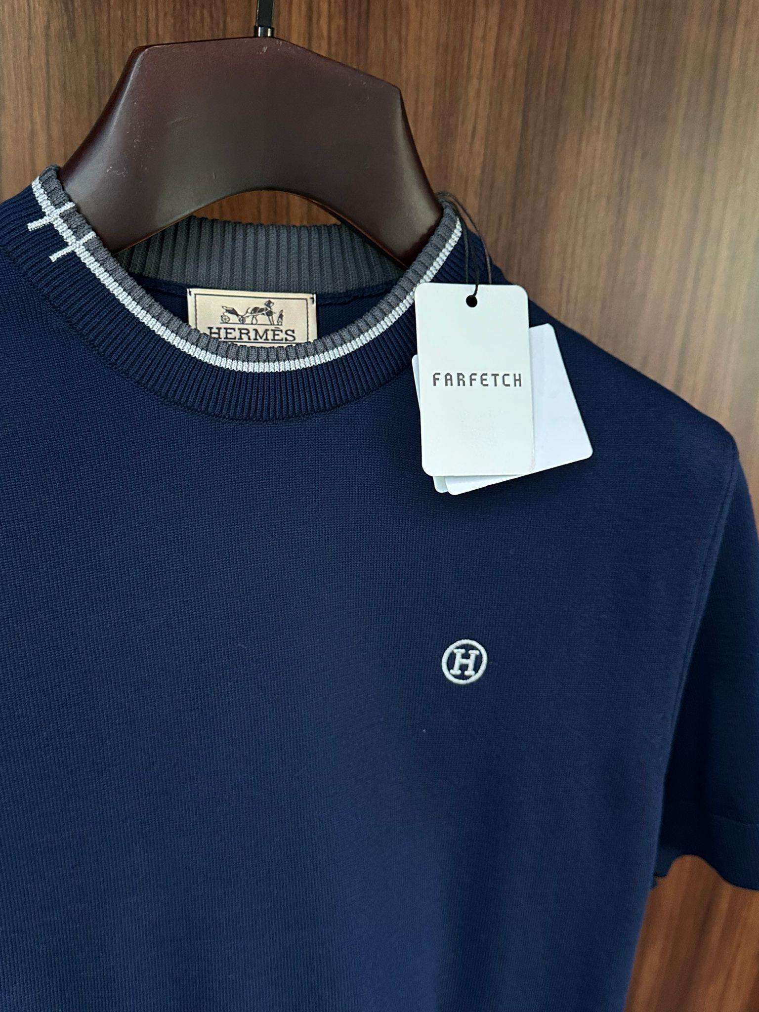 Nakış Logolu Yaka Detaylı Triko T-Shirt