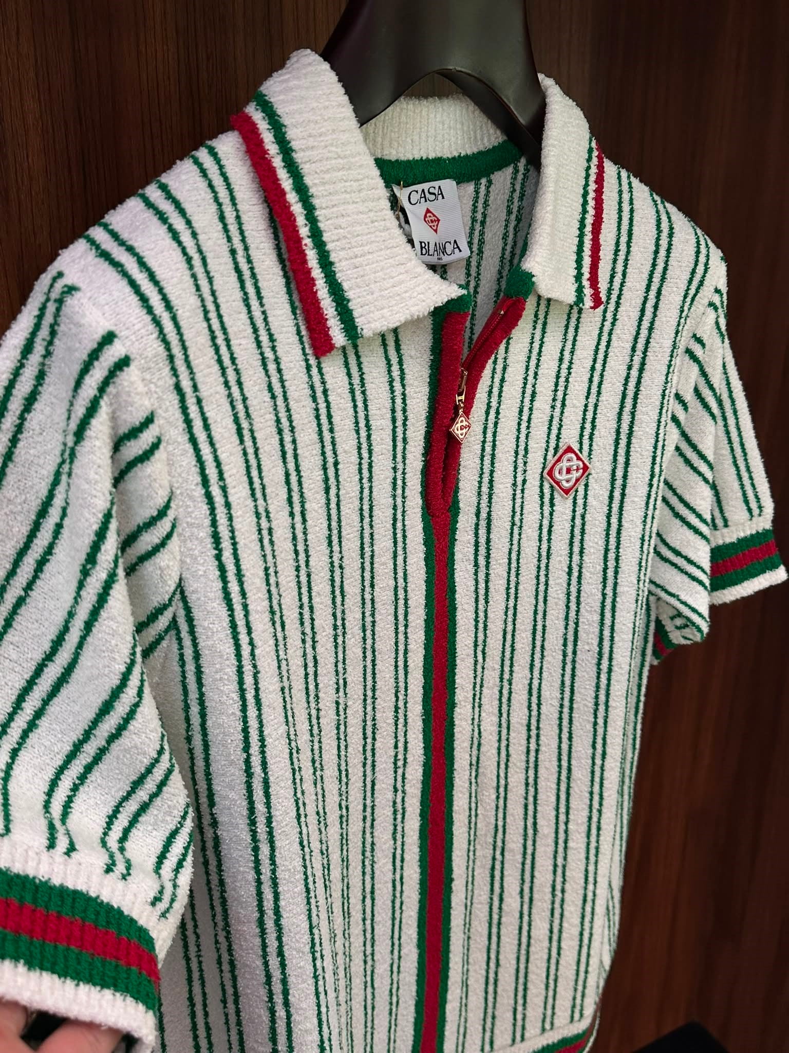 Striped Boucle Polo Shirt