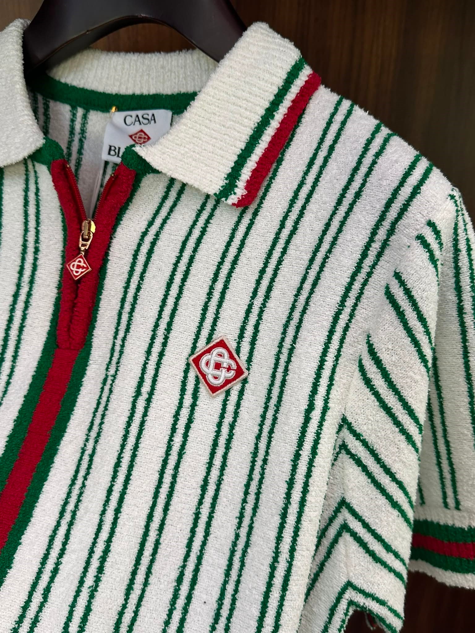 Striped Boucle Polo Shirt