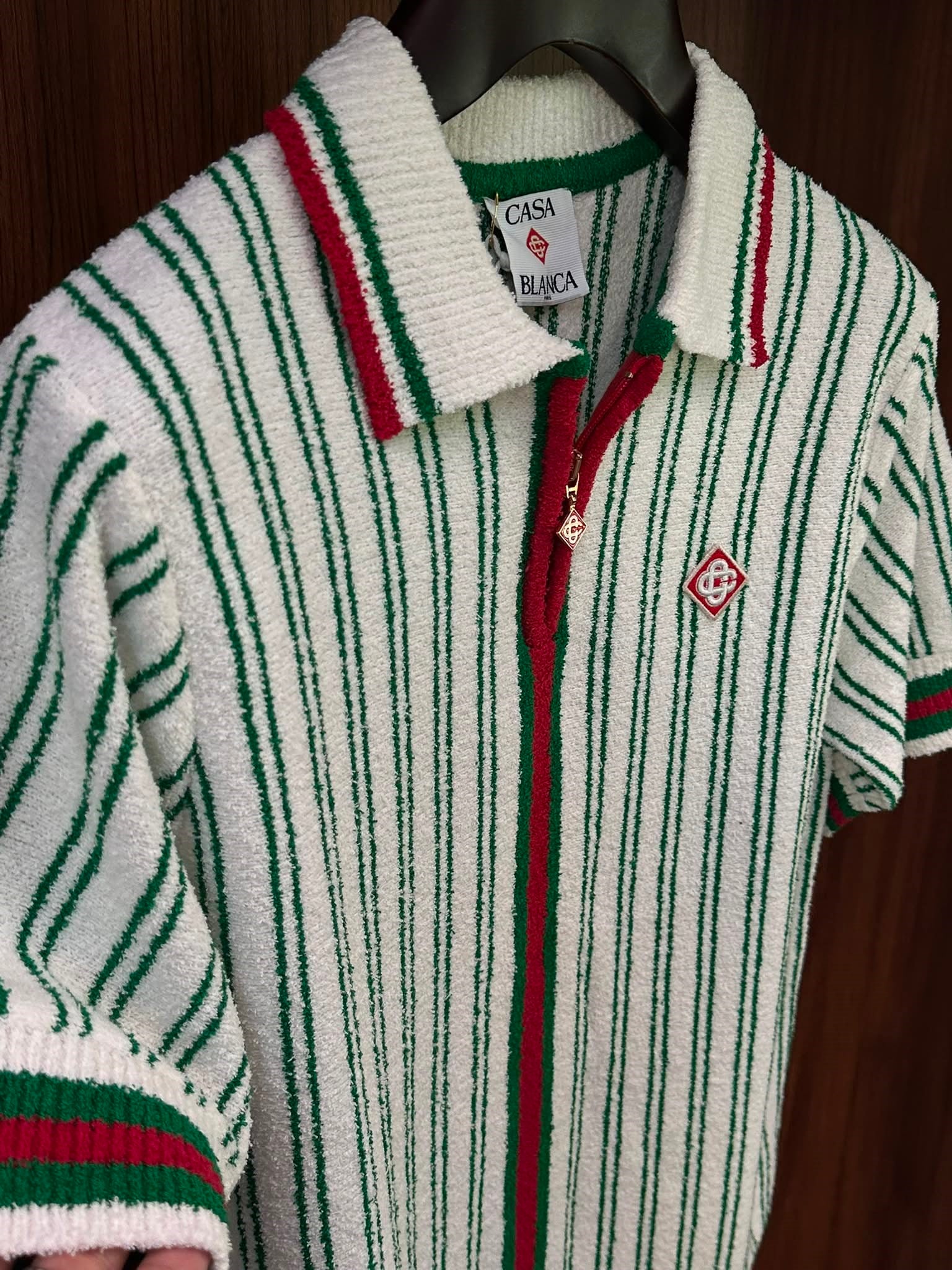 Striped Boucle Polo Shirt