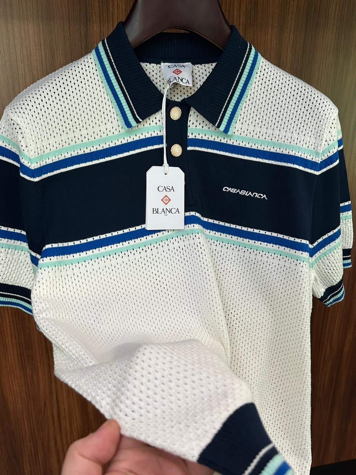 Striped Mesh Short Sleeve T-Shirt