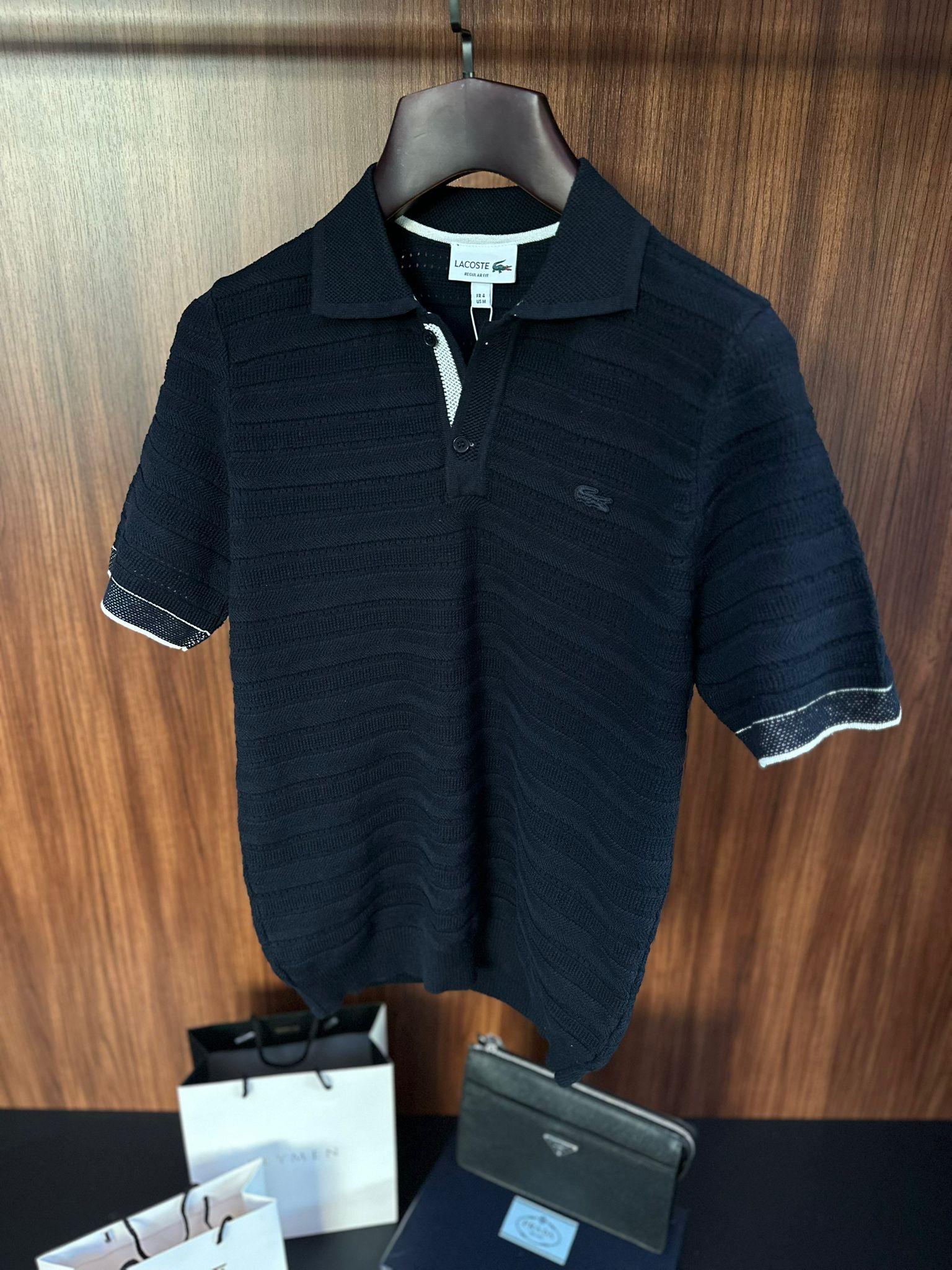 Tonaton Nakış Logolu Yatay Çizgili Yakalı Triko T-Shirt