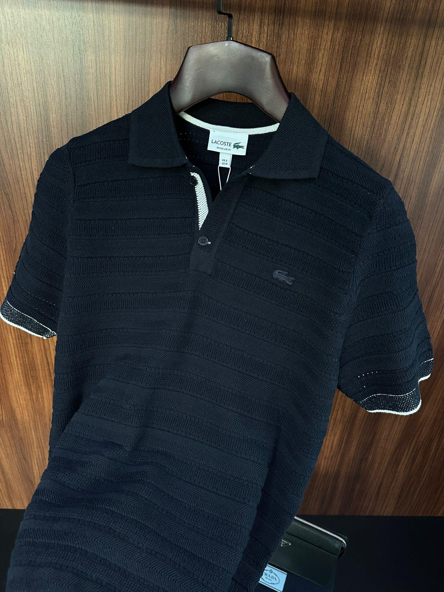 Tonaton Nakış Logolu Yatay Çizgili Yakalı Triko T-Shirt