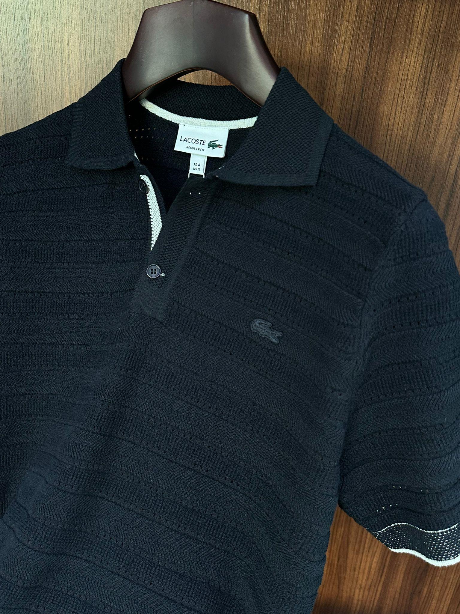 Tonaton Nakış Logolu Yatay Çizgili Yakalı Triko T-Shirt