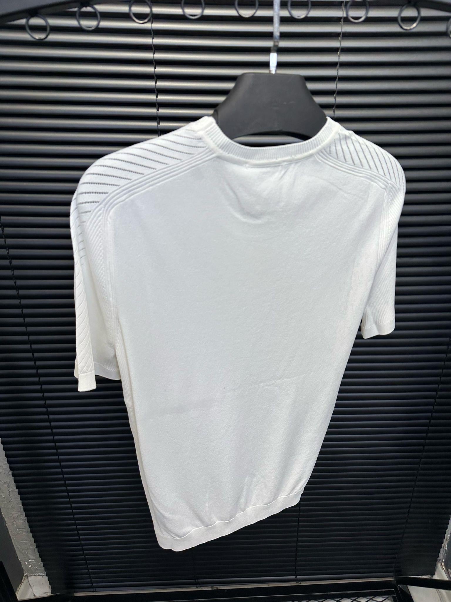 Fitilli Basic Triko T-Shirt - Beyaz