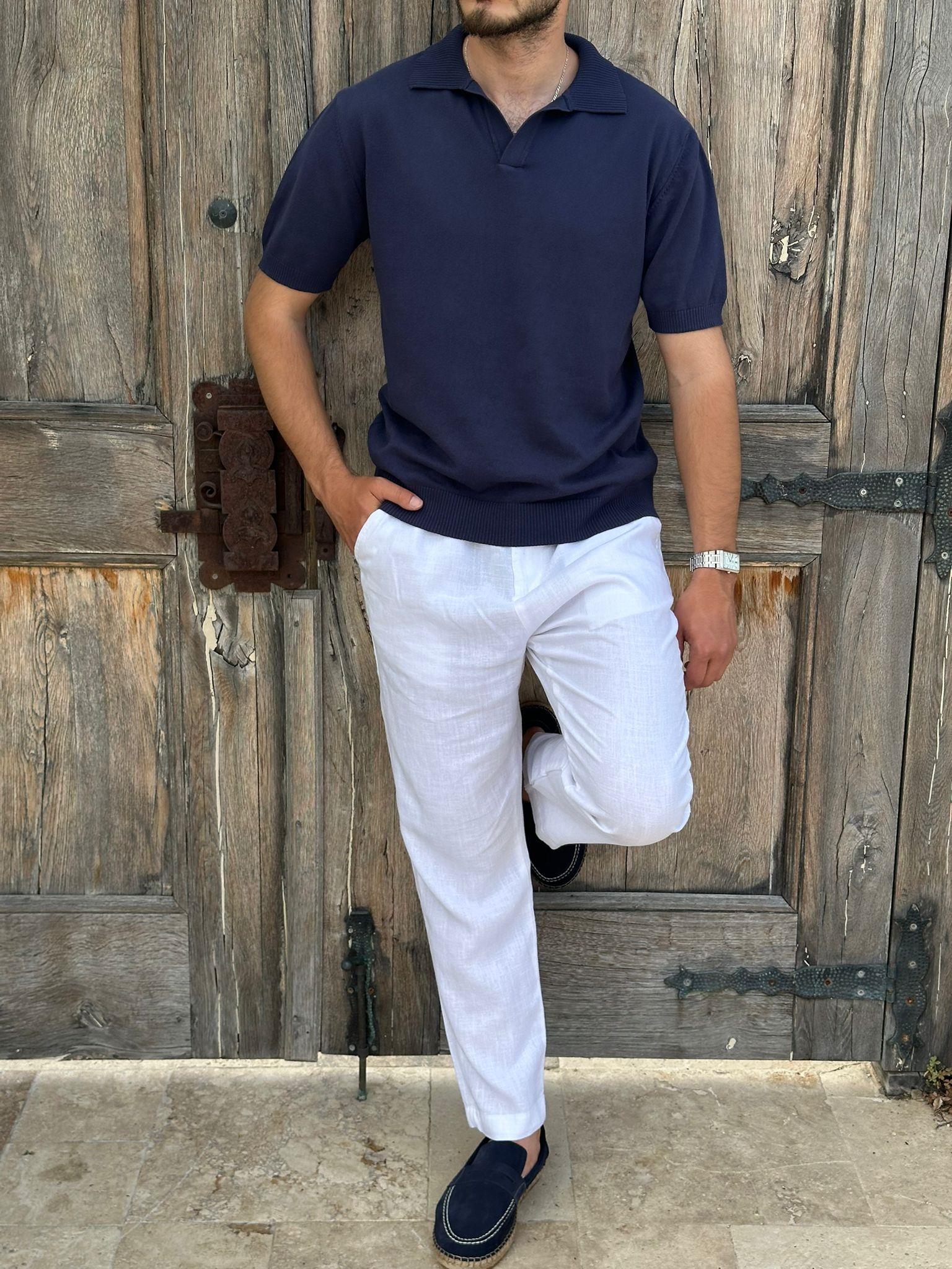 Triko Kumaş Yakalı T-Shirt