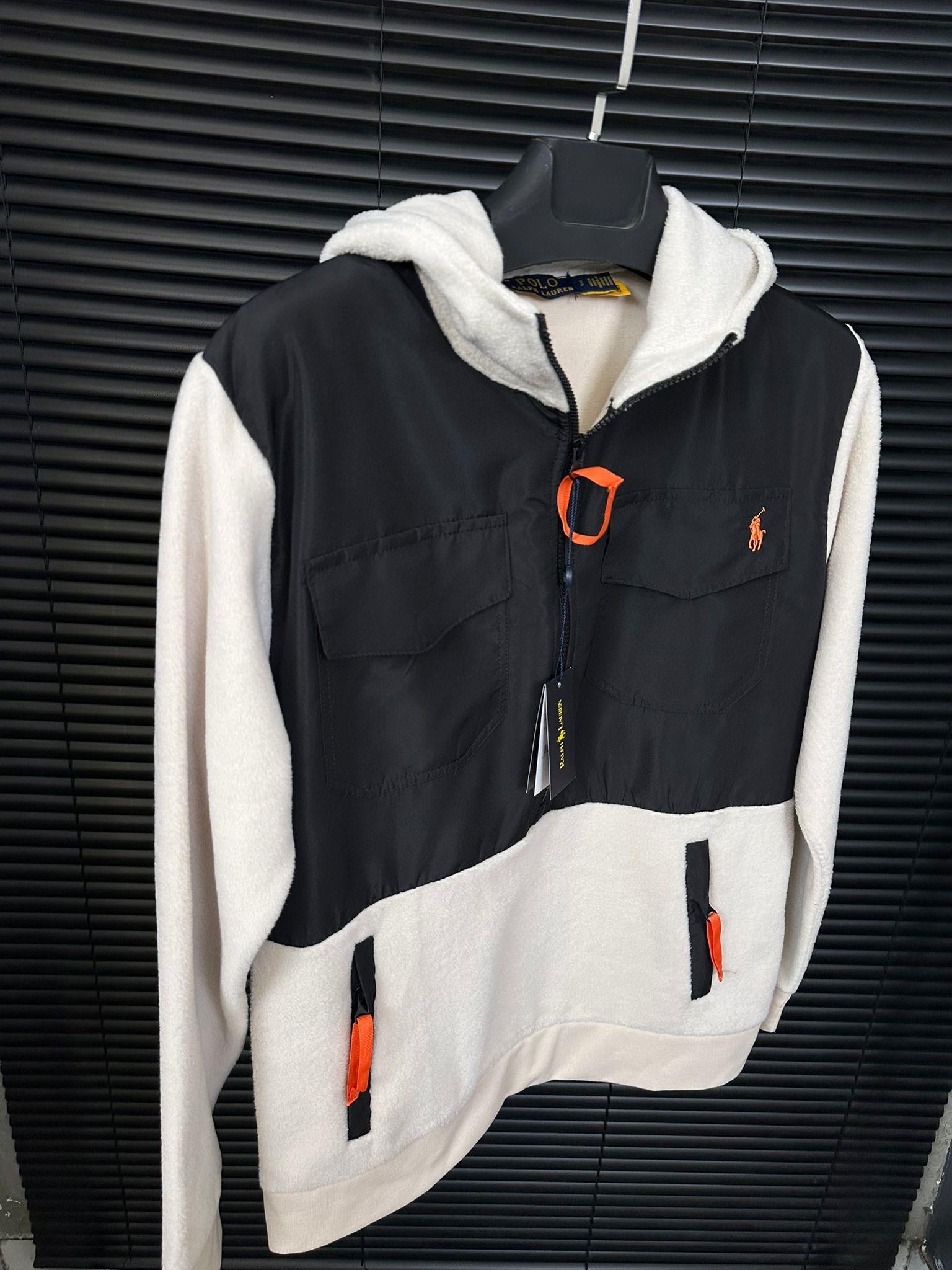Nakış Logolu Kapşonlu Yarım Fermuarlı Sweatshirt