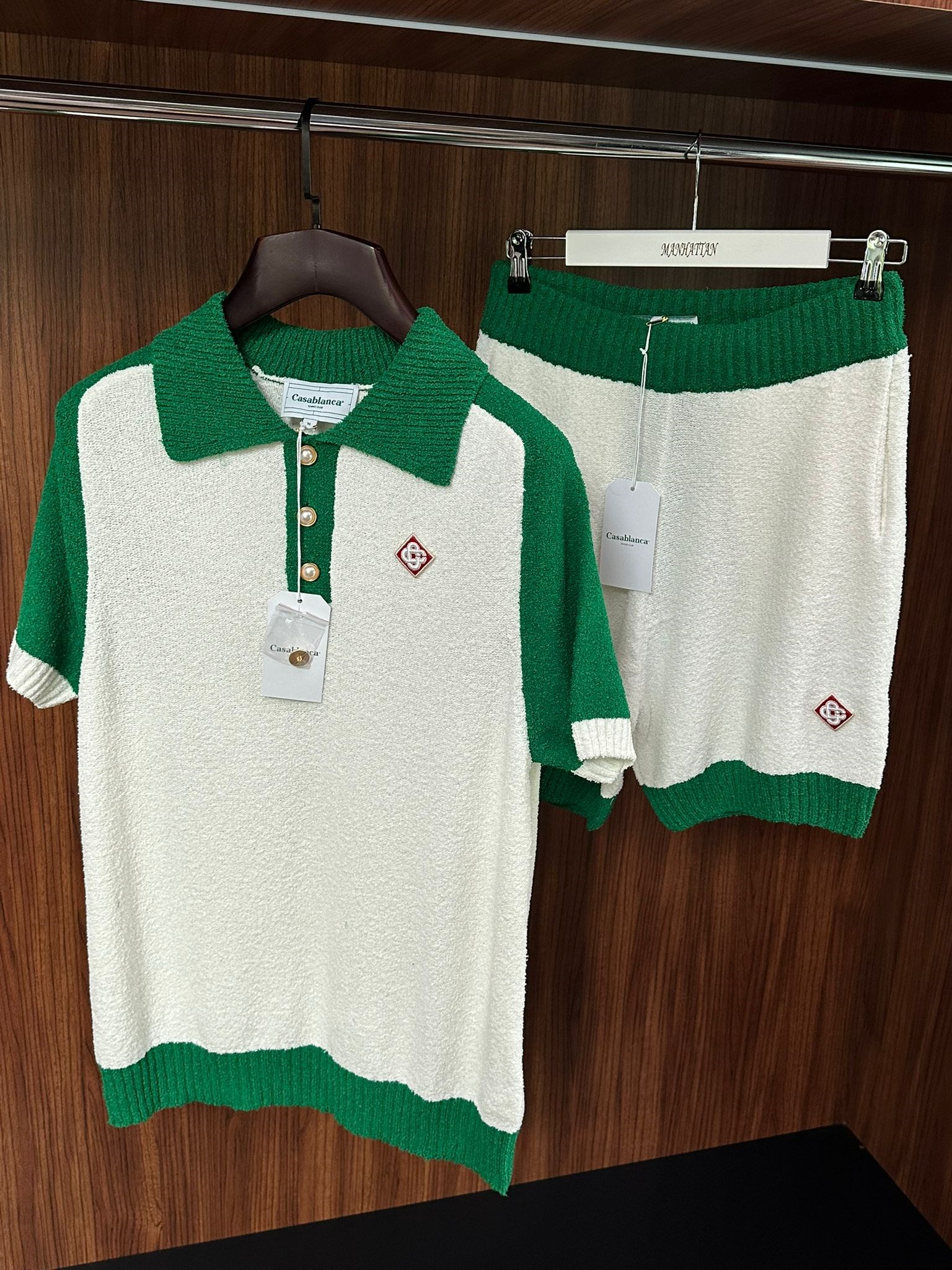 Havlu Kumaş Nakış Logolu Yakalı T-Shirt & Şort Takım