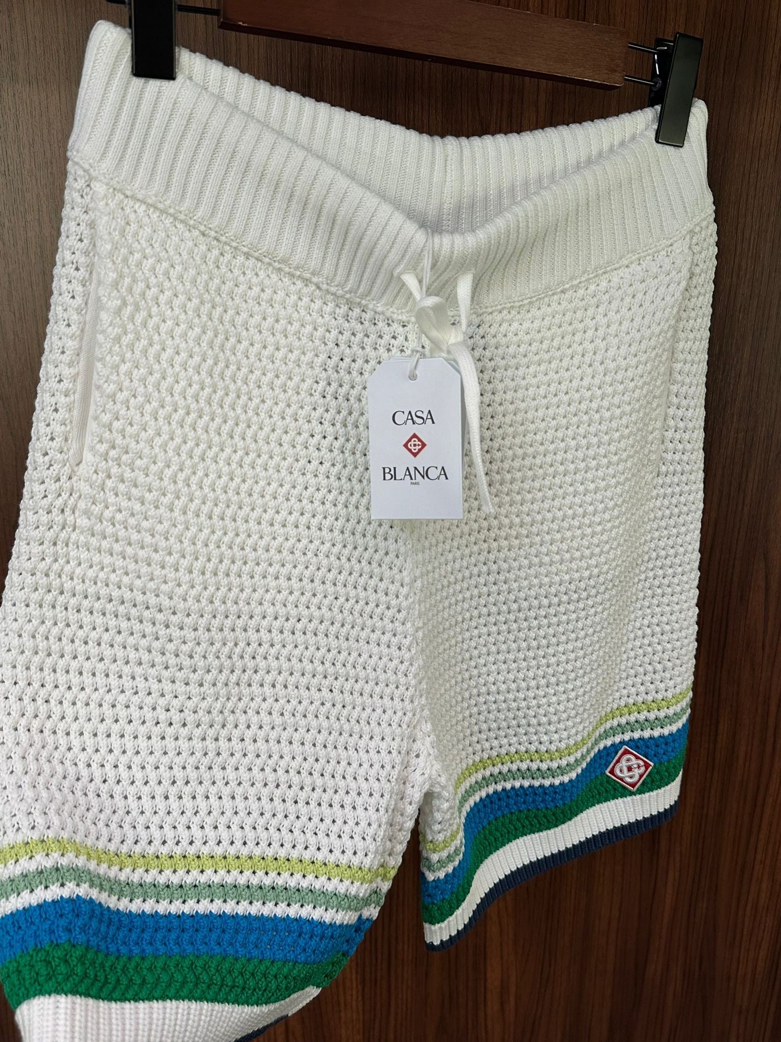 Stripe Sleeve Örme Şort Takım
