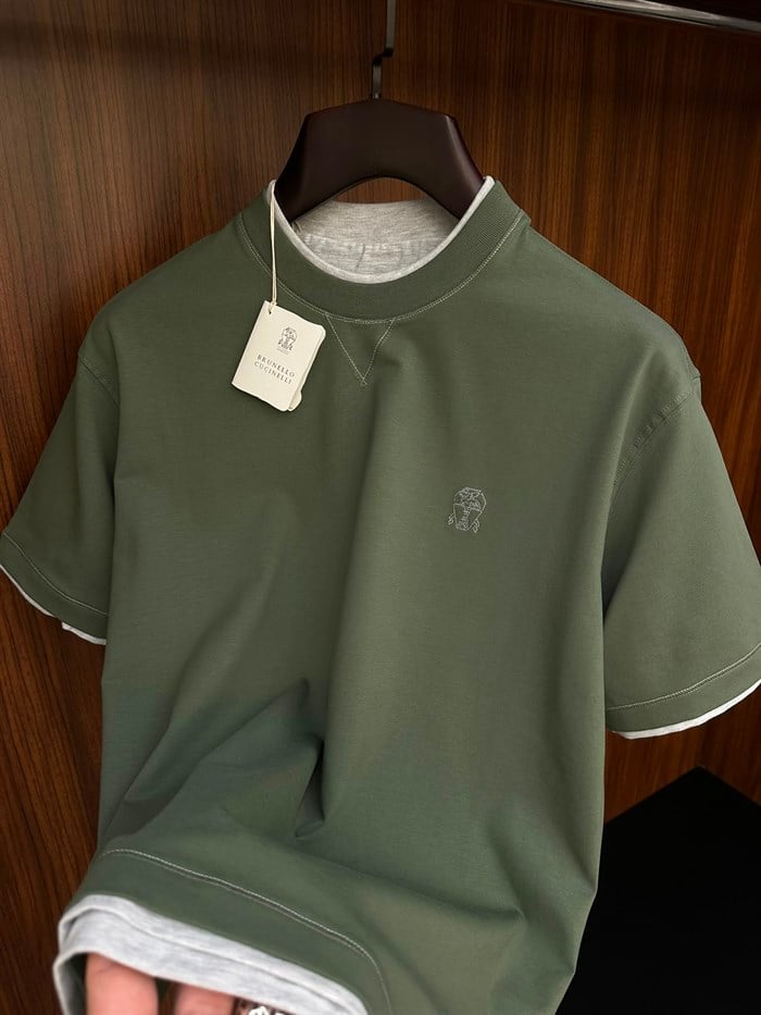 Baskı Logolu Bisiklet Yaka T-Shirt