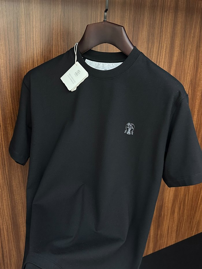 Baskı Logolu Bisiklet Yaka T-Shirt