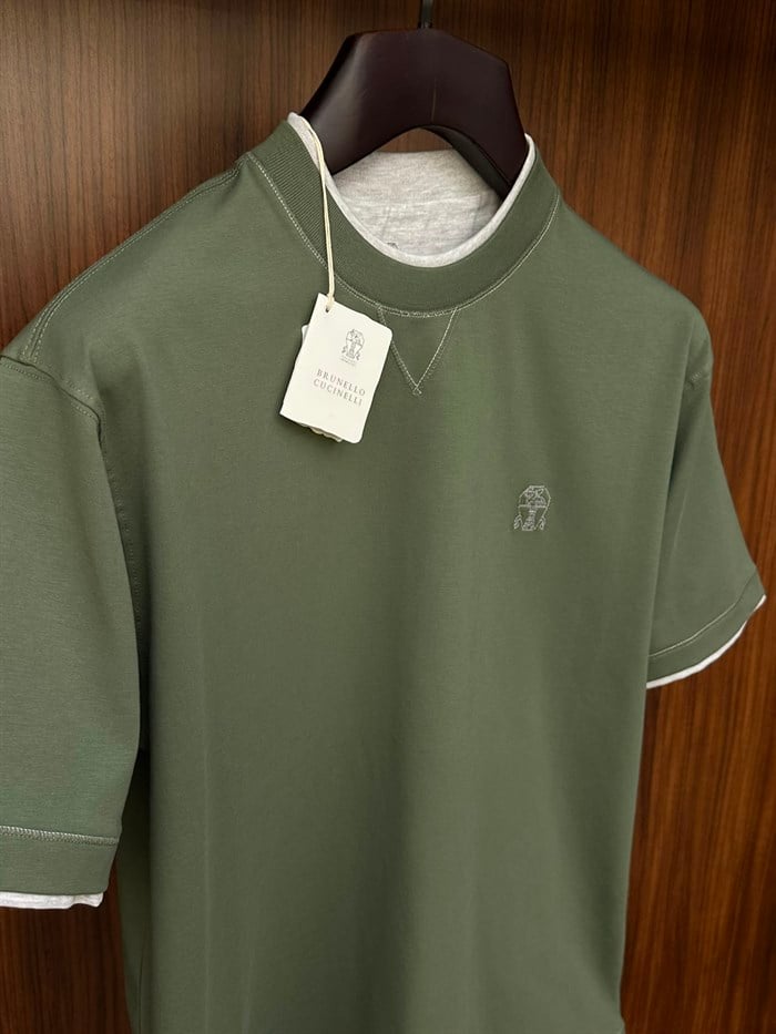 Baskı Logolu Bisiklet Yaka T-Shirt