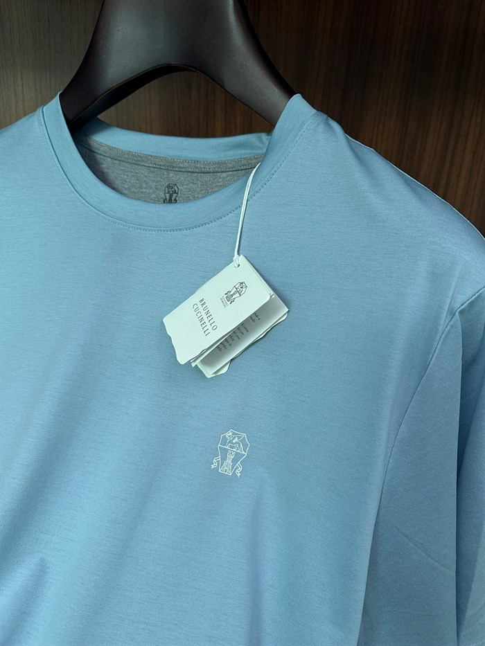 Baskı Logolu Bisiklet Yaka T-Shirt