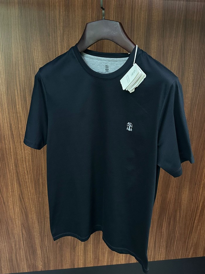 Baskı Logolu Bisiklet Yaka T-Shirt