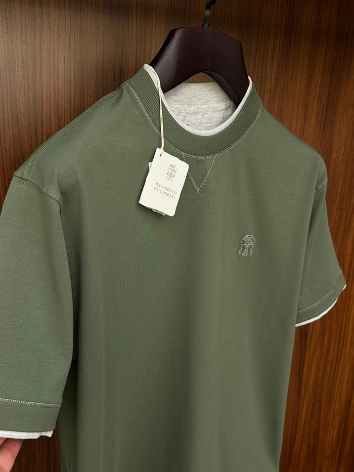 Baskı Logolu Bisiklet Yaka T-Shirt