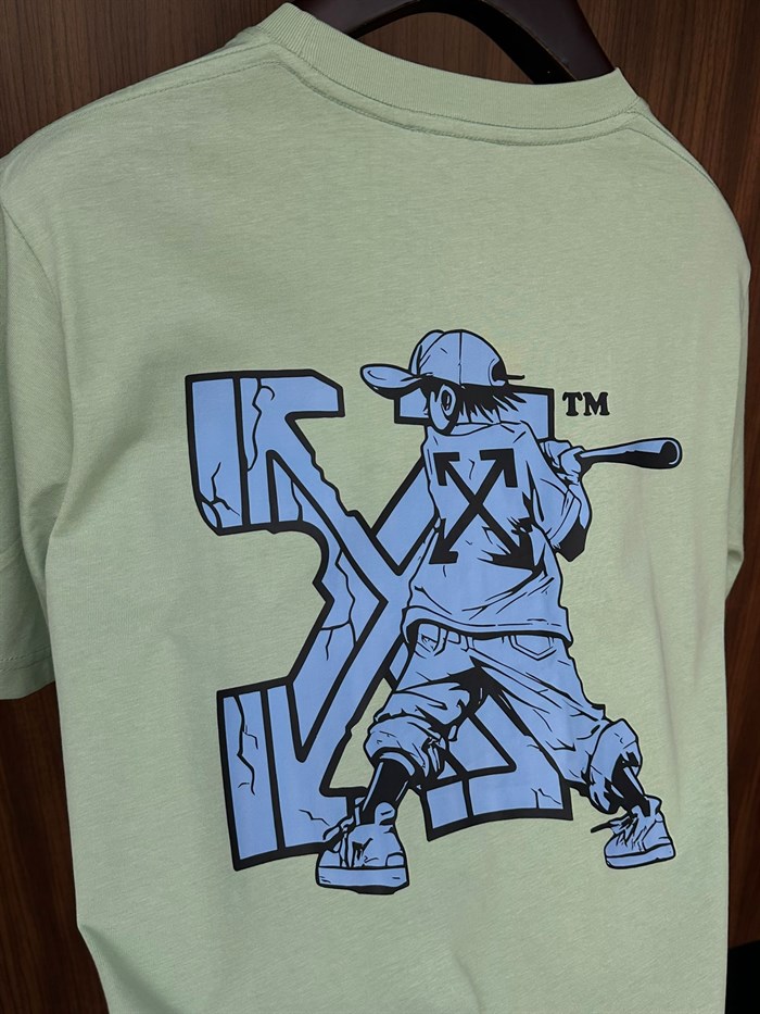 Blue X Logo Print Cotton T-Shirt