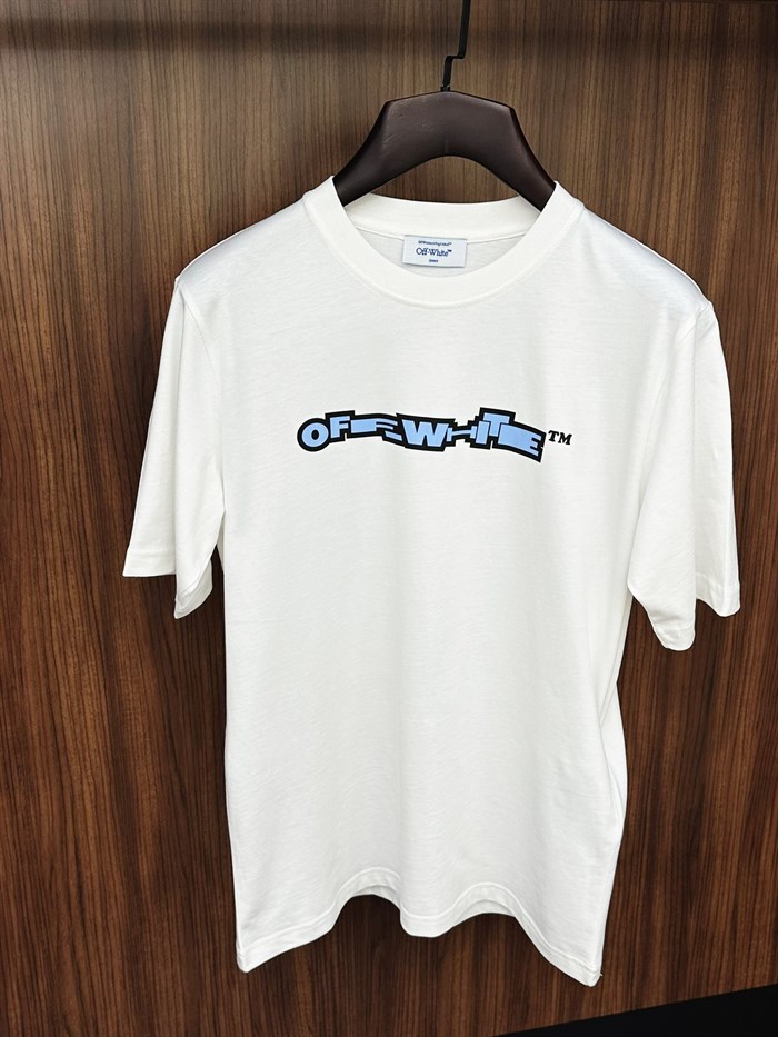 Blue X Logo Print Cotton T-Shirt