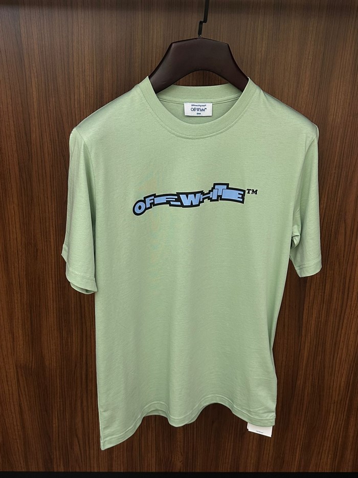 Blue X Logo Print Cotton T-Shirt