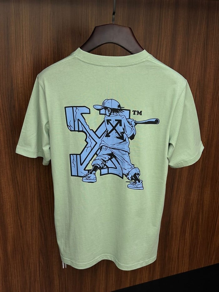 Blue X Logo Print Cotton T-Shirt