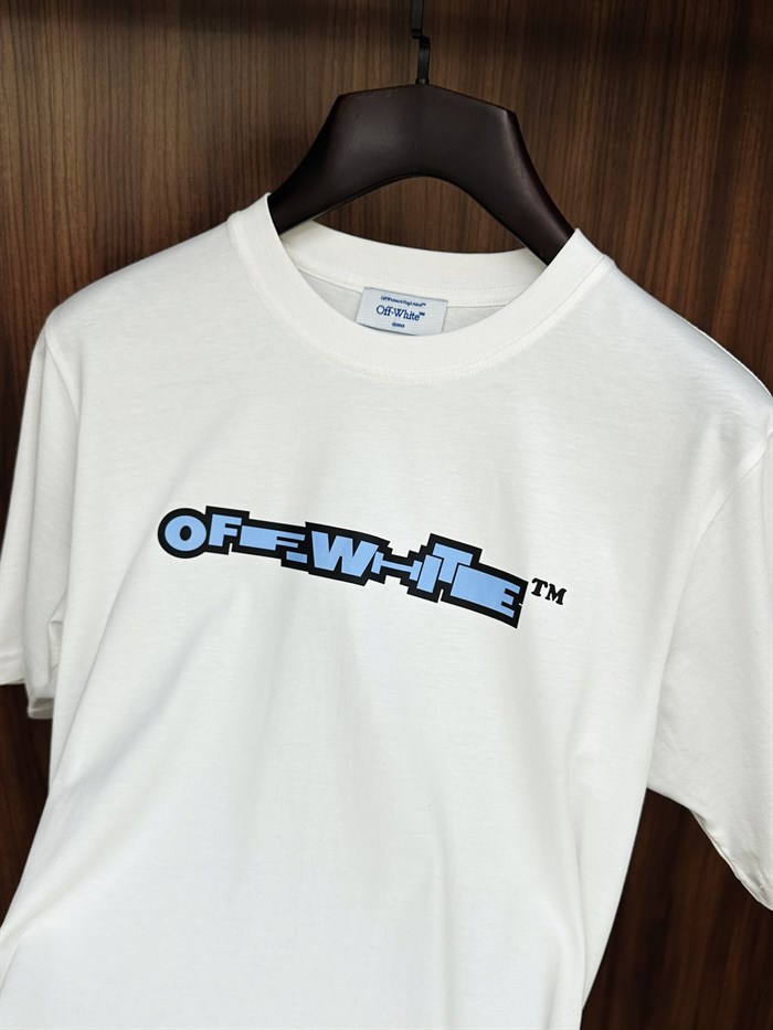 Blue X Logo Print Cotton T-Shirt