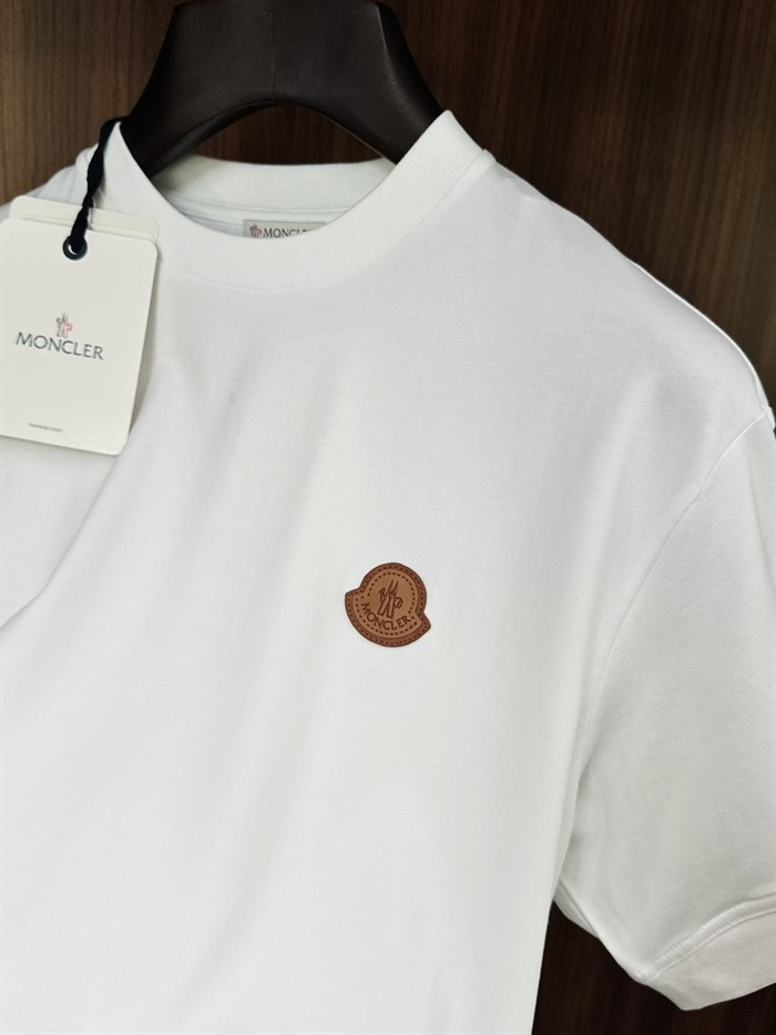 Deri Logo Bisiklet Yaka T-Shirt