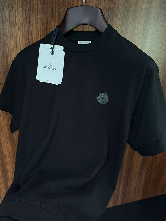 Deri Logo Bisiklet Yaka T-Shirt