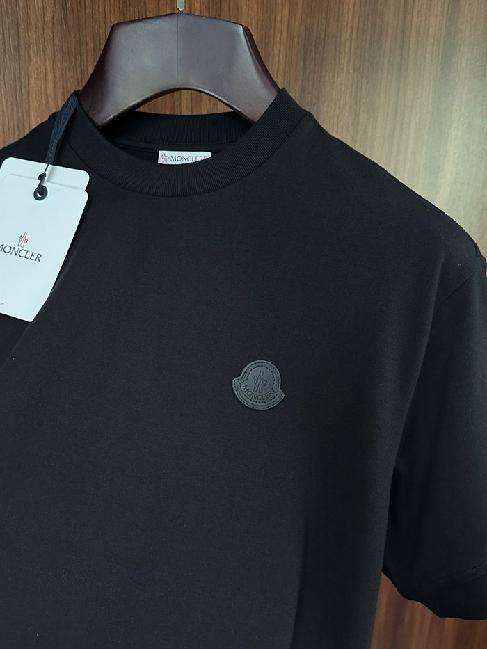 Deri Logo Bisiklet Yaka T-Shirt