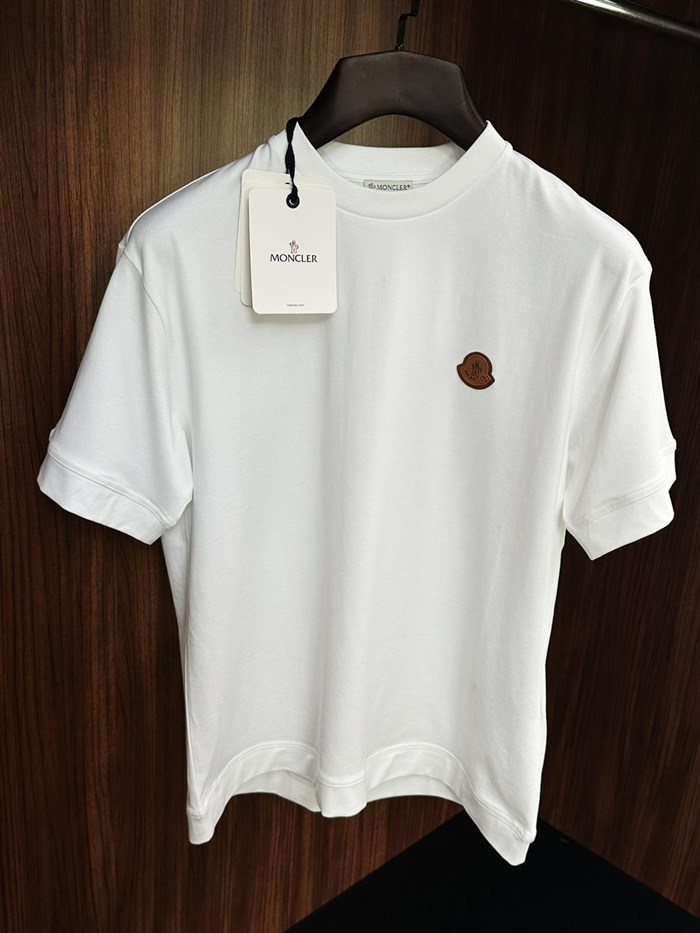 Deri Logo Bisiklet Yaka T-Shirt