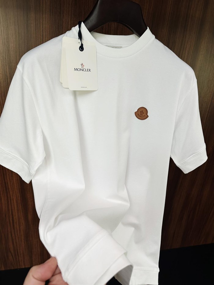 Deri Logo Bisiklet Yaka T-Shirt