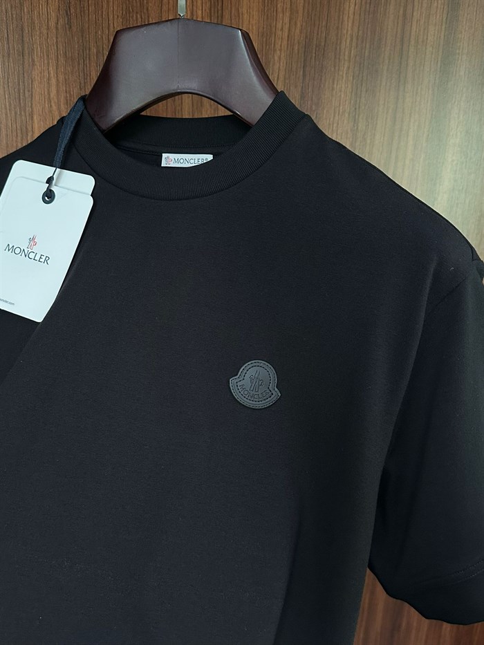 Deri Logo Bisiklet Yaka T-Shirt