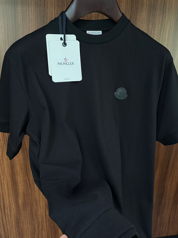 Deri Logo Bisiklet Yaka T-Shirt