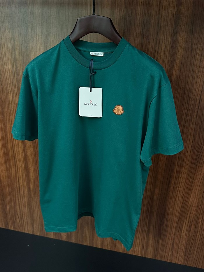 Deri Logolu Bisiklet Yaka T-Shirt