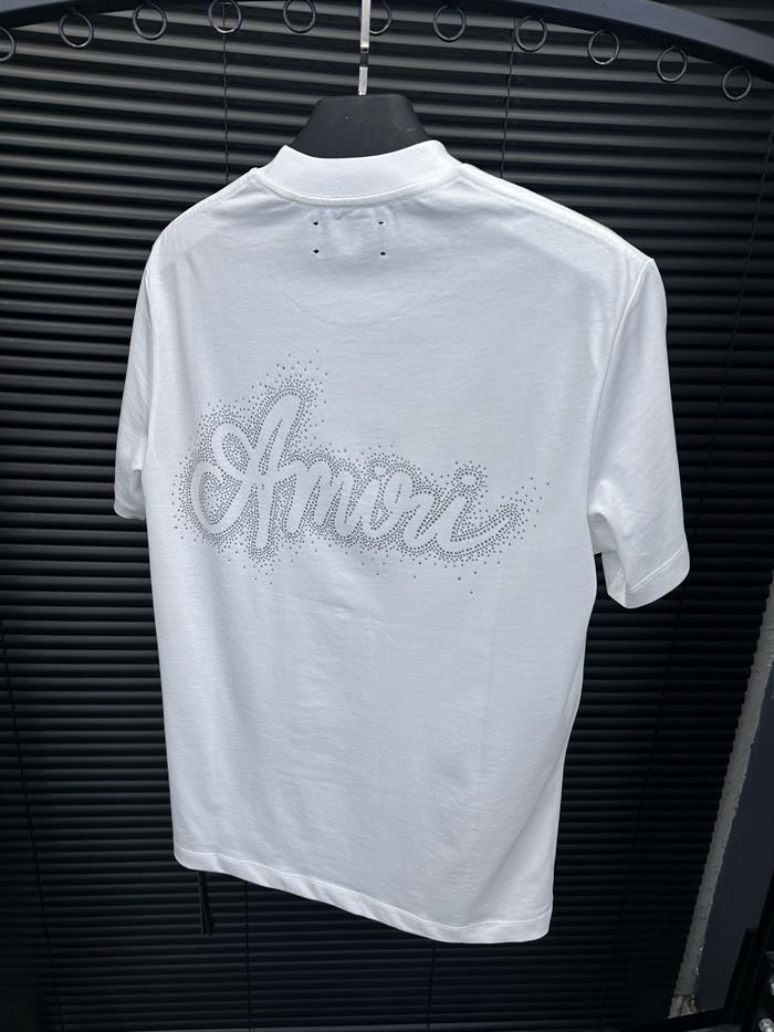 Göğüs Ve Sırt Taş Desenli T-Shirt - Beyaz
