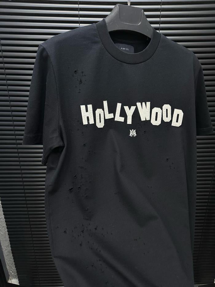 Hollywood Nakış Baskılı Yırtık Detaylı T-Shirt - Beyaz