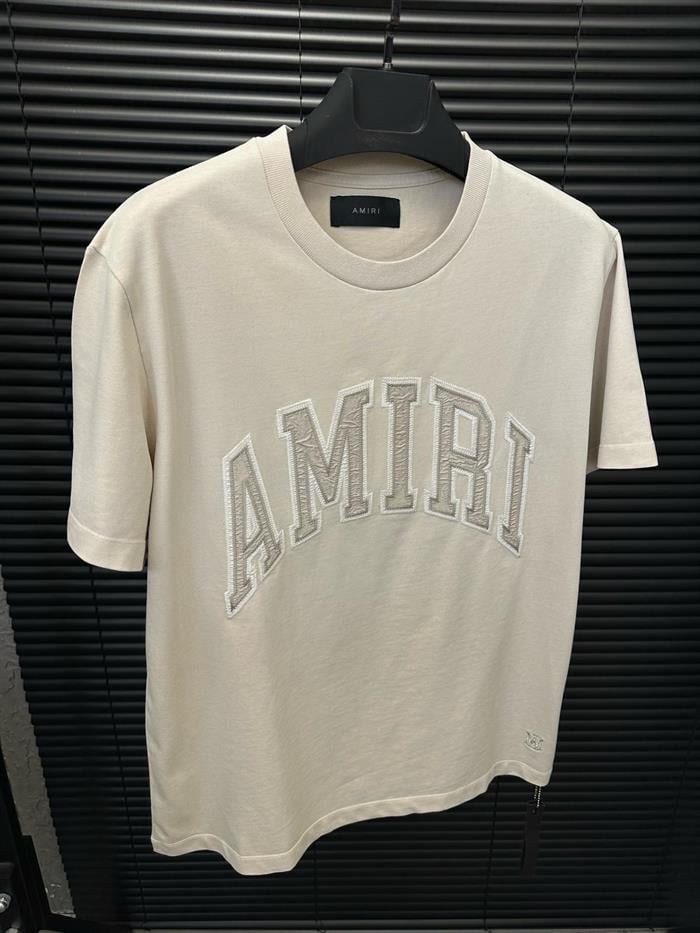 Nakış College Baskılı Vintage T-Shirt - Bej