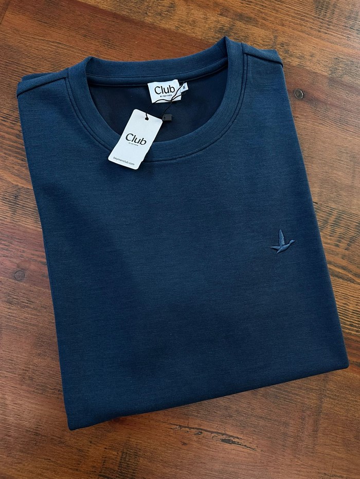 Nakış Kabartma Logolu Bisiklet Yaka T-Shirt