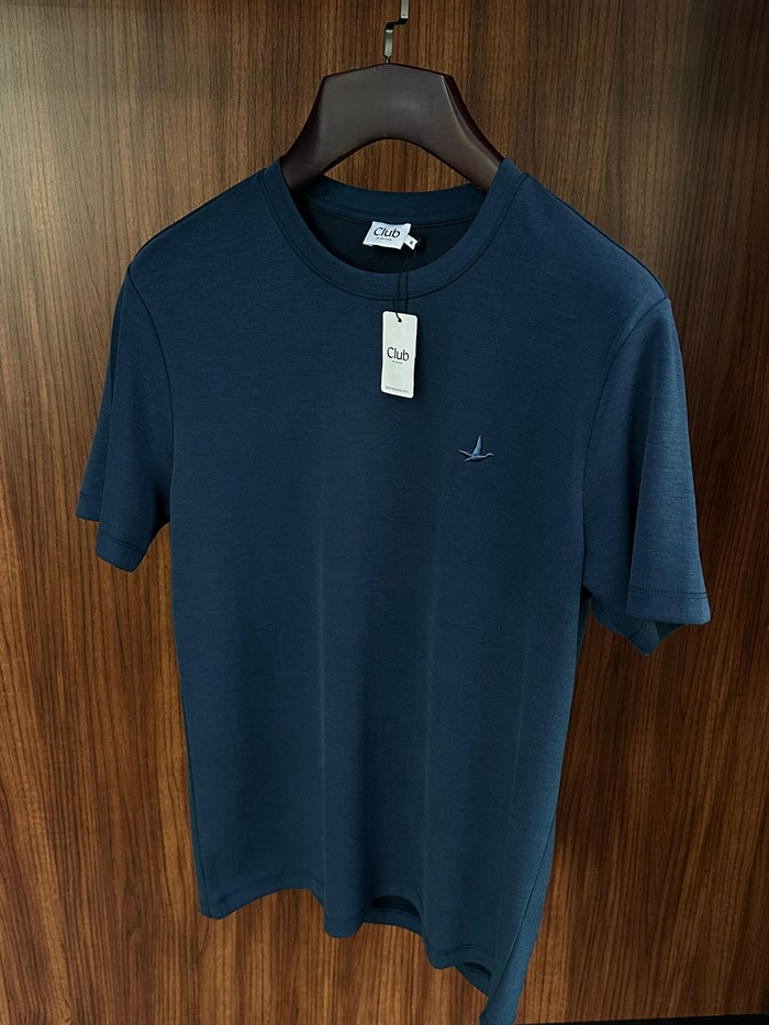 Nakış Kabartma Logolu Bisiklet Yaka T-Shirt