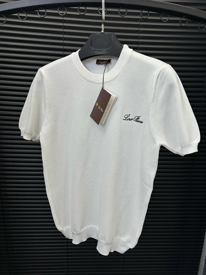 Nakış Logo Detaylı Örme Triko T-Shirt
