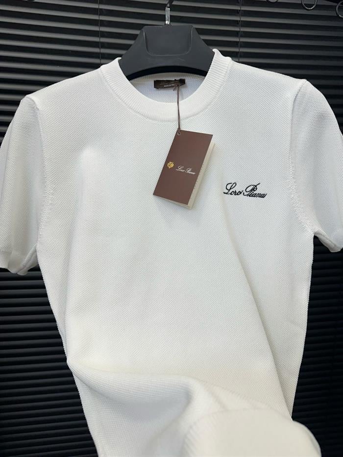 Nakış Logo Detaylı Örme Triko T-Shirt