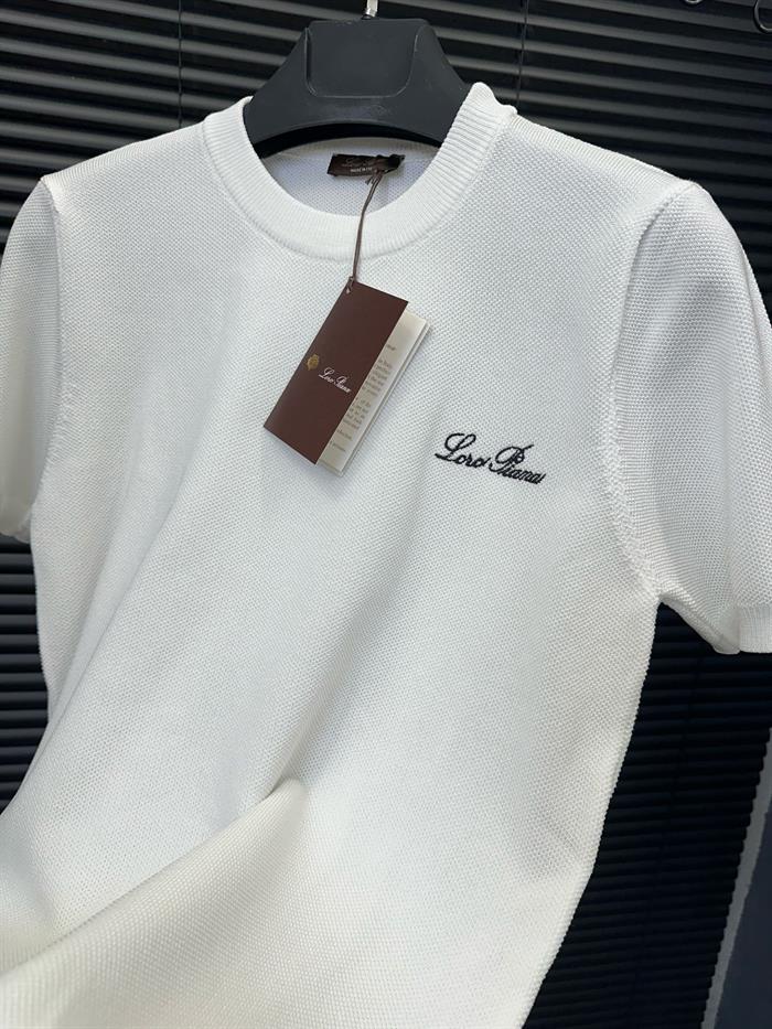 Nakış Logo Detaylı Örme Triko T-Shirt
