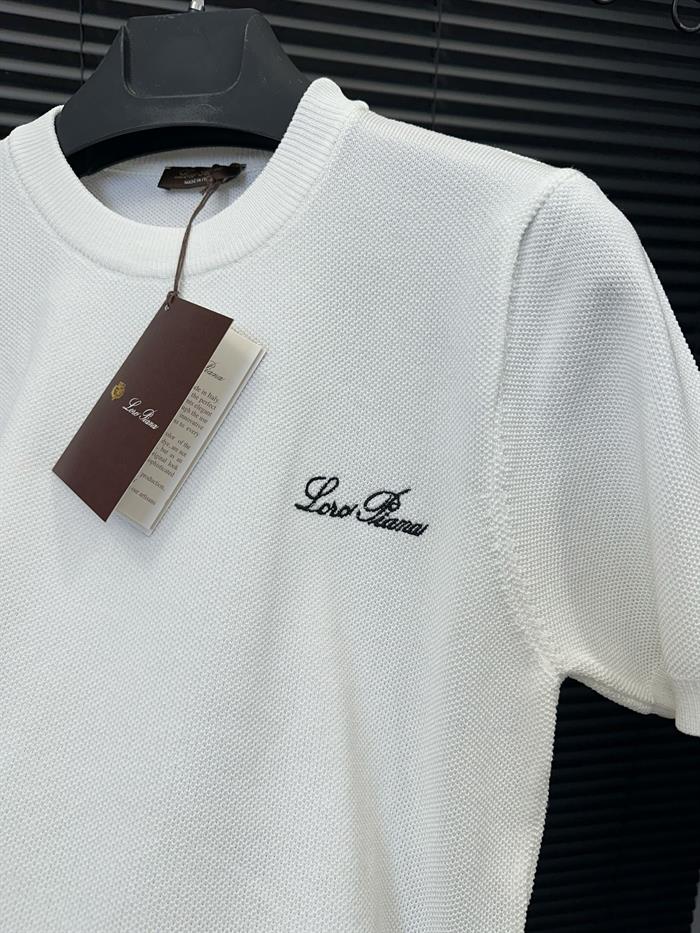 Nakış Logo Detaylı Örme Triko T-Shirt