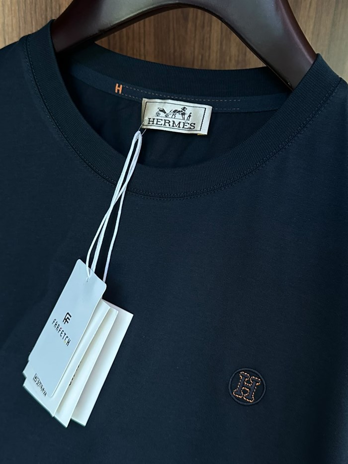 Nakış Logolu Bisiklet Yaka T-Shirt