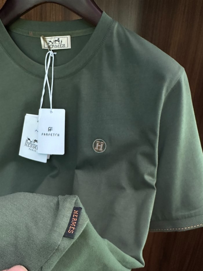 Nakış Logolu Bisiklet Yaka T-Shirt