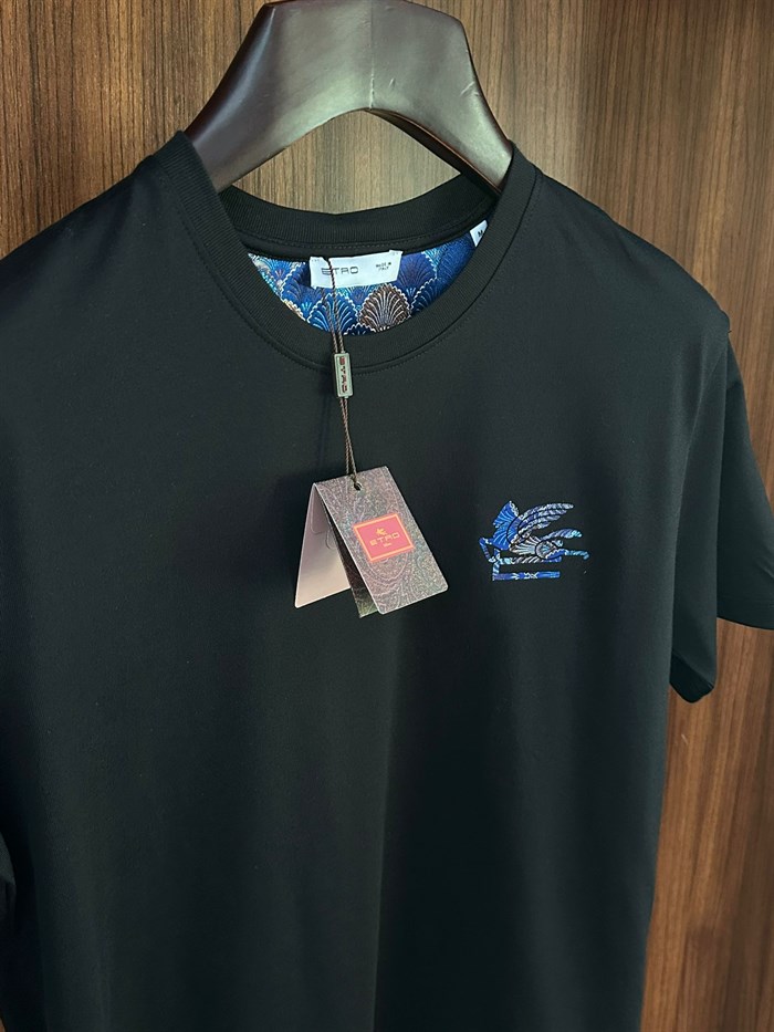 Nakış Logolu Bisiklet Yaka T-Shirt