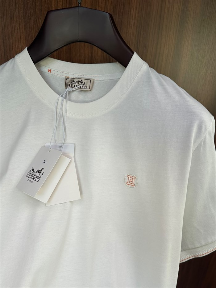 Nakış Logolu Bisiklet Yaka T-Shirt