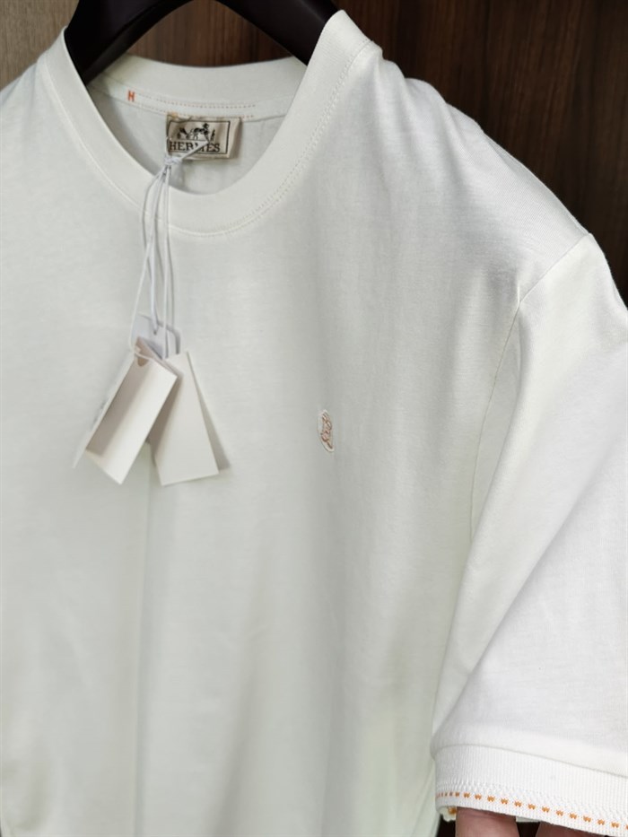 Nakış Logolu Bisiklet Yaka T-Shirt
