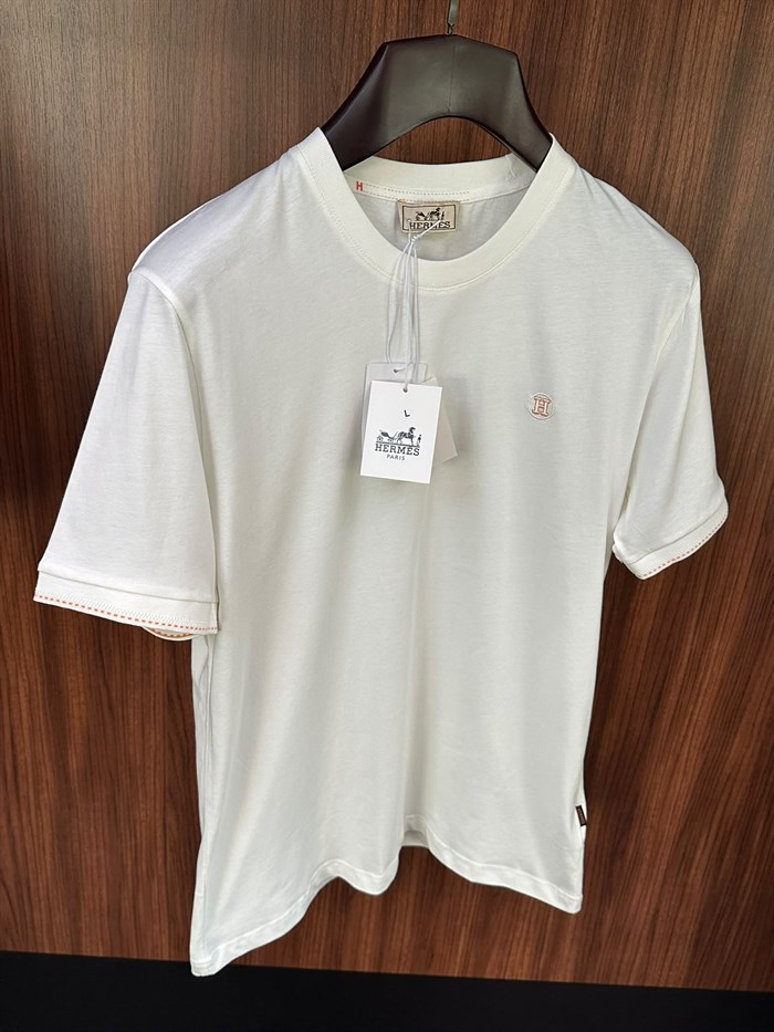 Nakış Logolu Bisiklet Yaka T-Shirt