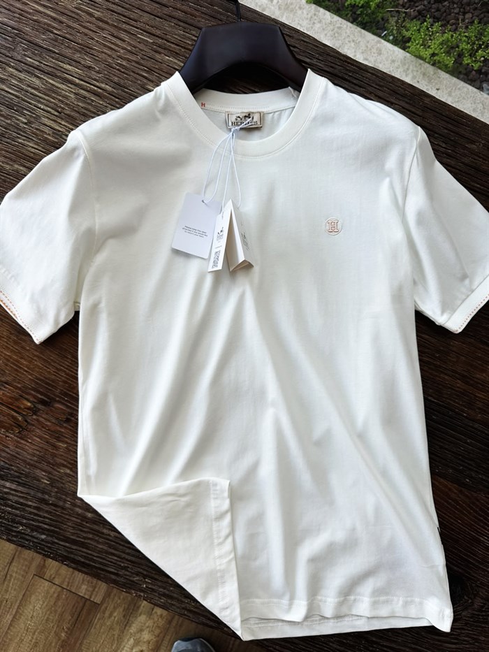 Nakış Logolu Bisiklet Yaka T-Shirt